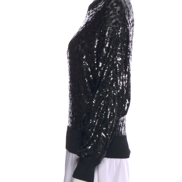 MICHAEL KORS COLLECTION Animal Print Crew Neck Sequin Sweater Size: XS - Picture 2 of 3